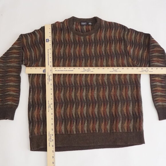 VTG Haggar Brown Multicolor Knit Sweater Retro Eclectic Grandpa Fall Layering XL - Picture 3 of 9